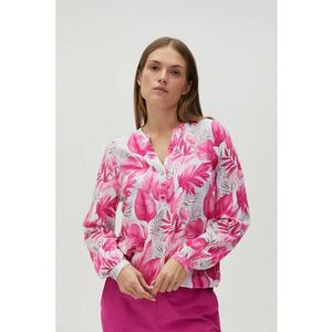 Camasa roz cu model tropical din vascoza imagine