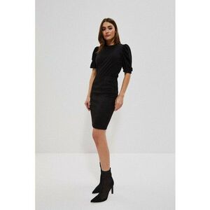 Fustă creion neagră - model floral - Negru imagine