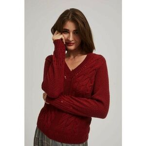 Pulover cu maneci dantelate - Rosu inchis imagine