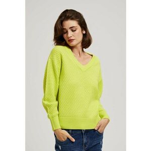 Pulover cu decolteu in V lime - Verde lime imagine
