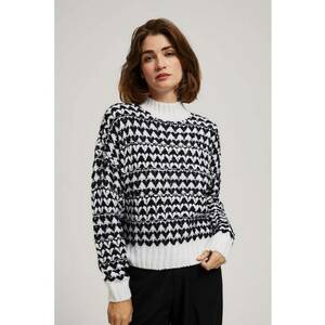 Pulover cu guler inalt alb-negru - Negru imagine