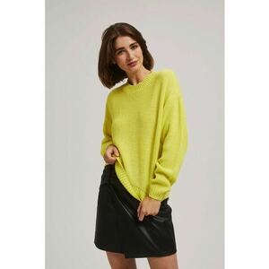 Pulover verde limon cu gat rotund - Verde lime imagine