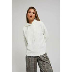 Hanorac cu gluga si maneci lungi in perlat - Alb murdar imagine