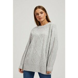 Pulover gris cu tesatura decorativa - Gri imagine