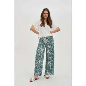 Pantaloni verzi din viscoza cu model - Verde inchis imagine