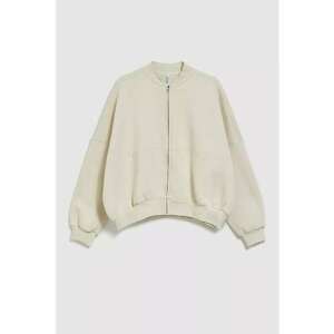 Sweatshirt bej cu fermoar - fara gluga - Bej imagine