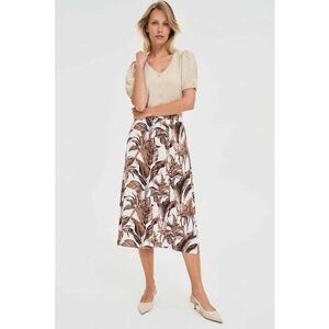 Fusta midi brown cu imprimeu floral - Maro inchis imagine