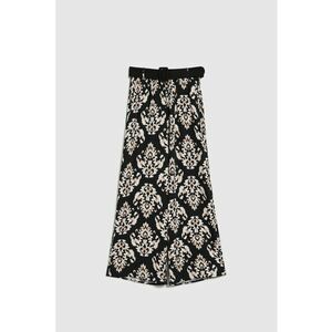 Pantaloni negri din vascoza cu curea - Negru imagine