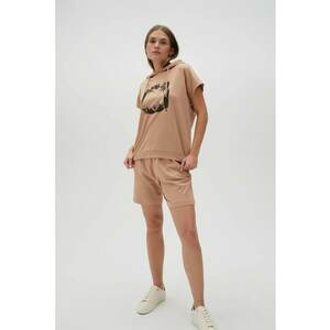 Shorts din bumbac bej - Maro deschis imagine