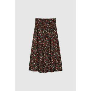 Fusta midi cu flori - Negru imagine