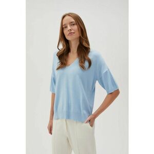 Pulover cu maneci scurte si decolteu in V albastru L.Blue - Albastru deschis imagine