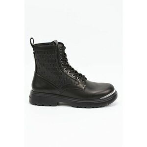 Botine de piele cu segmente cu monograma - Negru/Argintiu imagine