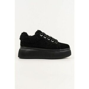 Pantofi sport flatform din piele intoarsa - Negru imagine