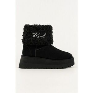 Ghete wedge din piele intoarsa - Negru imagine