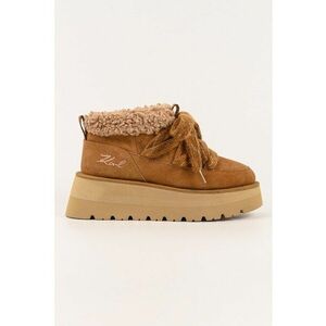 Ghete wedge din piele intoarsa - Caramel imagine