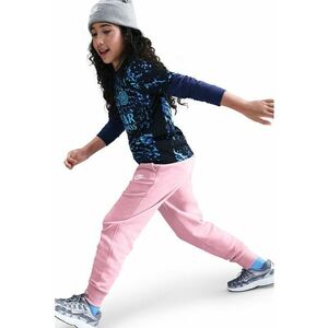 Pantaloni de trening cu talie inalta si buzunare laterale - Roz pastel imagine