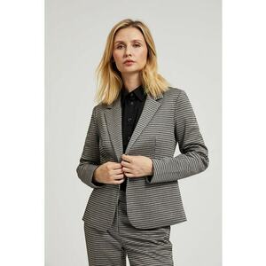 Sacou bej cu un singur nasture si imprimeu houndstooth - Bej imagine