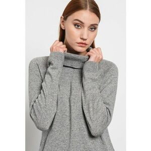 Pulover din amestec de lana si casmir cu guler inalt - Gri melange imagine