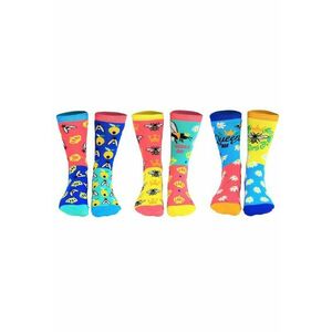 Set de sosete cu imprimeu personalizat - 6 piese - Coral/Albastru royal/Galben inchis imagine