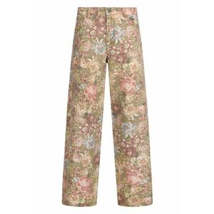 Blugi cu croiala ampla si model - Albastru pastel/Maro deschis/Roz prafuit imagine