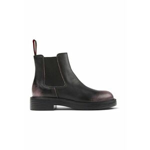 Ghete Chelsea de piele cu detalii cu aspect decolorat - Negru/Lila imagine