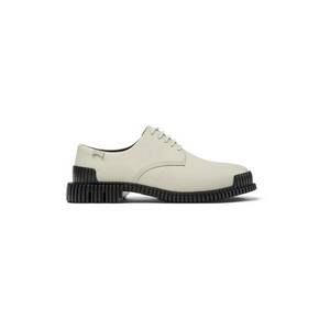 Pantofi din piele cu sireturi - Bej deschis imagine
