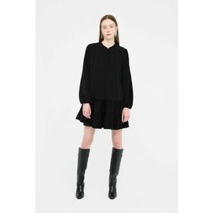Rochie scurta evazata cu maneci lungi - Negru imagine