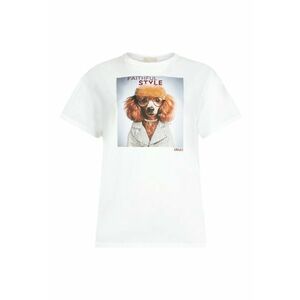 Tricou cu imprimeu si strasuri - Alb imagine