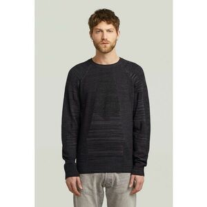 Pulover tricotat din amestec de bumbac organic cu decolteu la baza gatului - Negru stins imagine