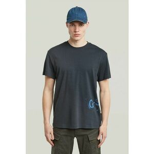 Tricou din bumbac organic cu imprimeu logo - Gri carbune/Albastru royal imagine