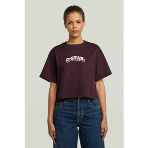 Tricou crop din bumbac organic cu logo - Visiniu/Alb optic imagine