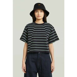 Tricou din bumbac organic cu maneci cazute - Albastru inchis/Verde feriga imagine