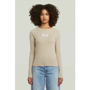 Bluza slim fit din bumbac organic - Bej imagine