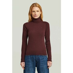 Pulover slim fit din lana cu guler inalt - Visiniu imagine