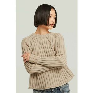 Pulover striat din bumbac organic - Bej deschis imagine