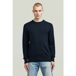 Pulover din lana Merinos cu model uni Premium Core - Bleumarin imagine