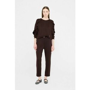 Pantaloni crop cu buzunare oblice - Maro inchis imagine