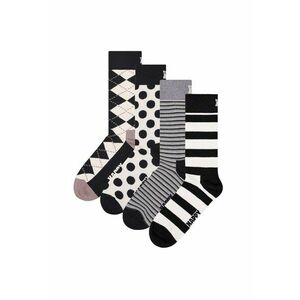 Set de sosete lungi unisex - 4 perechi - Negru/Gri melange/Alb murdar imagine