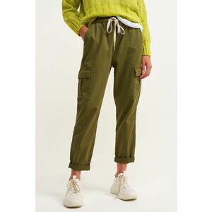 Pantaloni cargo cu snur de ajustare in talie - Verde masliniu imagine