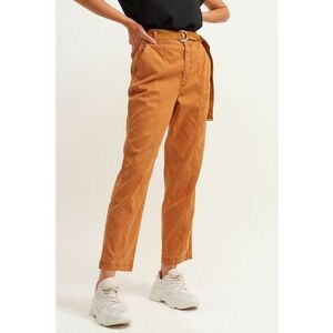 Pantaloni din amestec de lyocell cu curea - Portocaliu mandarina imagine