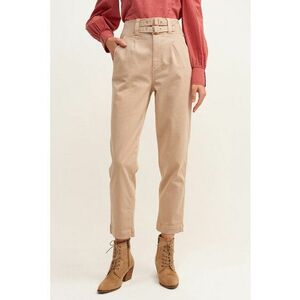 Pantaloni capri cu talie inalta - Bej inchis imagine