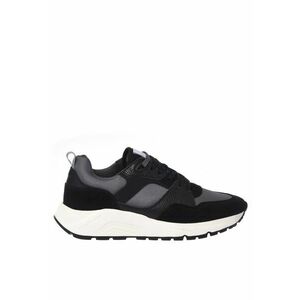 Pantofi sport cu piele si insertii din piele intoarsa - Negru imagine