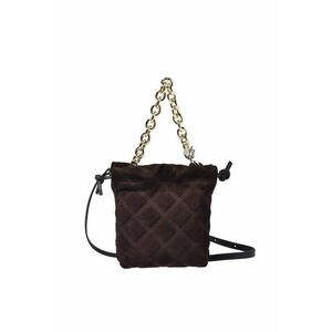 Geanta crossbody din piele intoarsa cu bareta din lant - Maro inchis imagine