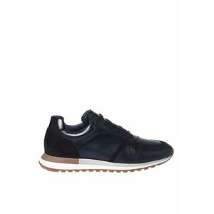 Pantofi sport cu insertii din piele intoarsa - Albastru imagine