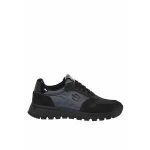Pantofi sport cu insertii din piele intoarsa - Negru imagine