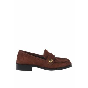 Pantofi loafer din piele intoarsa cu varf patrat - Maro imagine