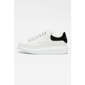Pantofi sport wedge din piele cu garnituri din piele intoarsa - Alb/Negru imagine