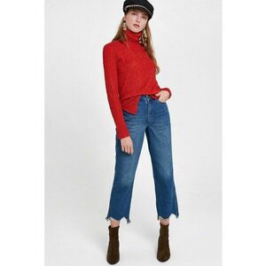 Pulover cu guler inalt si slituri laterale - Rosu imagine