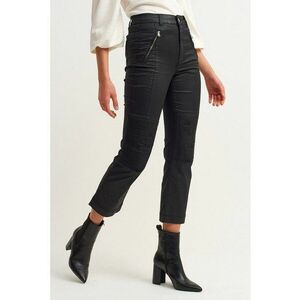 Pantaloni crop cu talie inalta - Negru stins imagine