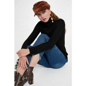 Pulover cu guler inalt si slituri laterale - Negru imagine